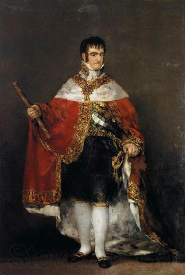 Francisco de Goya Portrait of Ferdinand VII of Spain in his robes of state Norge oil painting art